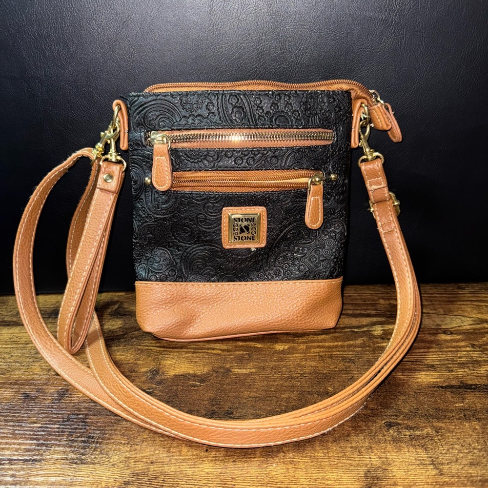 Stone & Co. Black and Brown Crossbody Bag